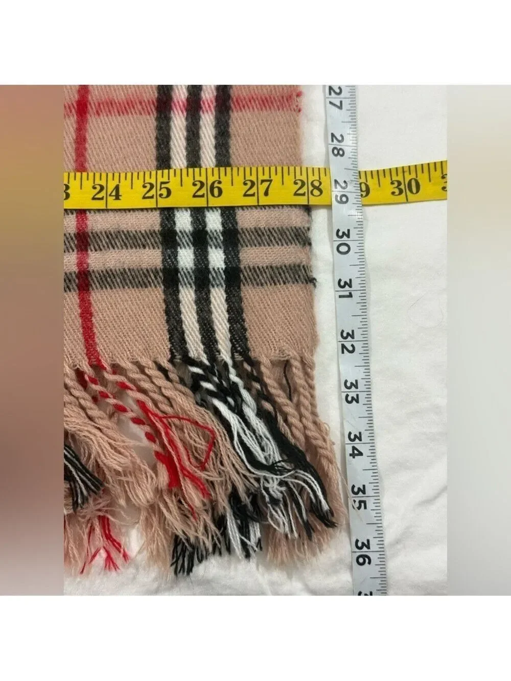 Royal Rossi Plaid Cashmere Wrap Shawl Blanket Scarf Tan Red Oversized Cozy